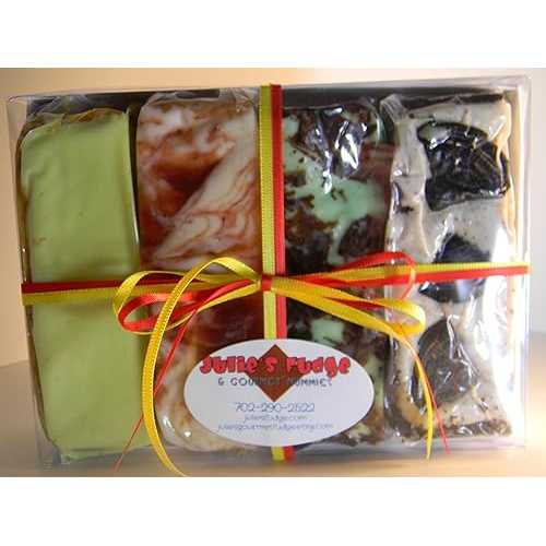 Julie's Fudge & Gourmet Nummies Julie's Fudge - Crust Lover's Sampler - Four Flavors - One Pound Total
