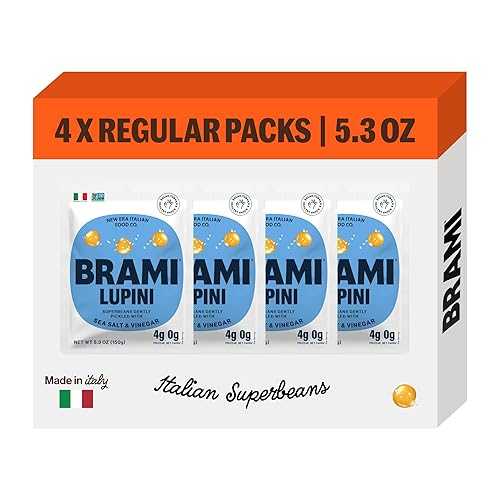 BRAMI Lupini Beans Snack, Sea Salt & Vinegar | 7g Plant Protein, 0g Net Carbs | Vegan, Vegetarian, Keto, Plant Based, Mediterranean Diet, Non Perishable | 5.3 Ounce (4 Count)