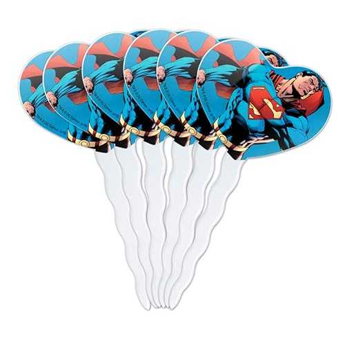 スーパーマン キャラクター ハート ラブ カップケーキ ピック トッパー デコレーション 6 個セット GRAPHICS & MORE Superman Character Heart Love Cupcake Picks Toppers Decoration Set of 6画像