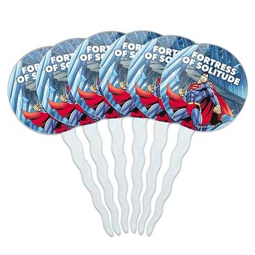 GRAPHICS & MORE Superman Fortress of Solitude Cupcake Picks Toppers Decoration Set of 6画像