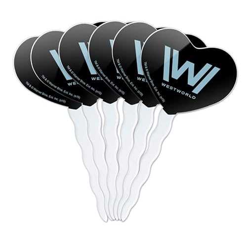 GRAPHICS & MORE Westworld Logo Heart Love Cupcake Picks Toppers Decoration Set of 6画像