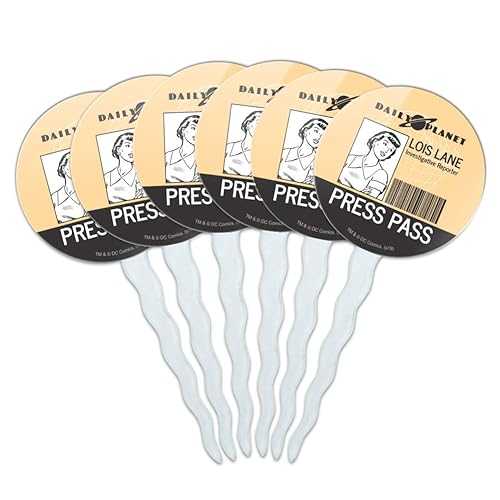 GRAPHICS & MORE Superman Lois Lane Press Pass Cupcake Picks Toppers Decoration Set of 6画像