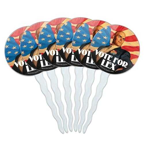 GRAPHICS & MORE Superman Vote for Lex Cupcake Picks Toppers Decoration Set of 6画像
