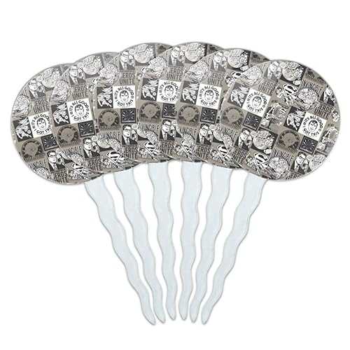 GRAPHICS & MORE Superman Grey Pattern Cupcake Picks Toppers Decoration Set of 6画像