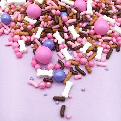 Pink Paw-ty Sprinkle Mix | Edible Puppy-Themed Sprinkles with Dog Bones | Bulk | by Simply Sucr・・ (4 oz Jar)