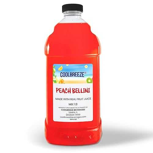 Coolbreeze 飲料 すぐに使用できる、常温保存可能な冷凍グラニータ スラッシュ ドリンク ミックス - 64 オンスのボトル ??1 本 - ピーチ ベリーニ スラッシュ Coolbreeze Beverages Ready to Use Shelf Stable, Frozen Granita Slushie Drink M