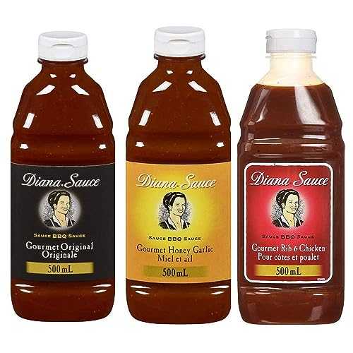 ダイアナソース グルメ オリジナル、ハニーガーリック、リブ＆チキン各種、各 500ml、3 パック {カナダから輸入} Diana Sauce Gourmet Original, Honey Garlic and Rib & Chicken Variety, 500ml each, 3-Pack {Imported from Canada}