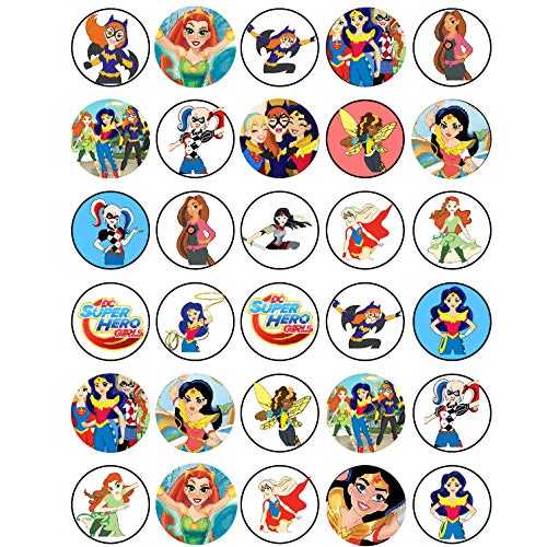 NATURAL BEHAVIOUR 30 x Edible Cupcake Toppers Themed of Dc Super Hero Girls Collection of Edible Cake Decorations | Uncut Edible on Wafer Sheet