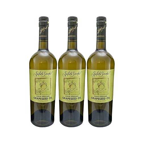 Salute Sante! Salute Sant・・! Cold Pressed Grapeseed Oil ? 750ml, 3 Pack ? Healthy Non-GMO Cooking Oil for High Heat, Frying, Baking, Dressings & Marinades ? Vegan, Kosher, Heart-Healthy, Gourmet Culinary Essen