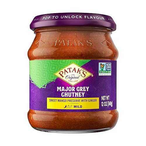 Patak's Patak s Major Grey Chutney - Sweet & Mild Mango Chutney with Ginger & Aromatic Spices - Non-GMO, Vegan & Gluten-Free - Perfect for Chicken, Cheese Platters & Curry Sides - 12 oz (Pack of 1)画像