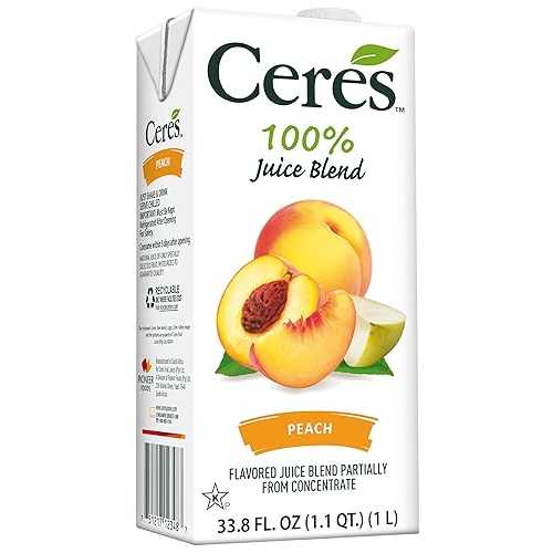 Ceres 100% All Natural Pure Fruit Juice Blend, Peach - Gluten Free, Rich in Vitamin C, No Added Sugar or Preservatives, Cholesterol Free - 33.8 FL OZ (Pack of 6)