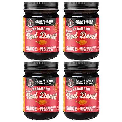 Sauce Goddess (Sweet Red Devil Habanero Sauce) BBQ Sauce - 54 oz (Pack of 4)