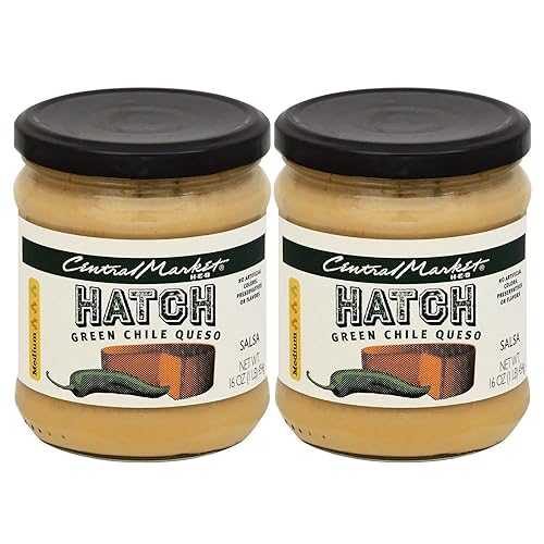セントラルマーケット HEB サルサ 16 オンス (2 個パック) (ハッチ グリーン チリ ケソ - ミディアム) Central Market HEB Salsa 16 Oz (Pack of 2) (Hatch Green Chili Queso - Medium)