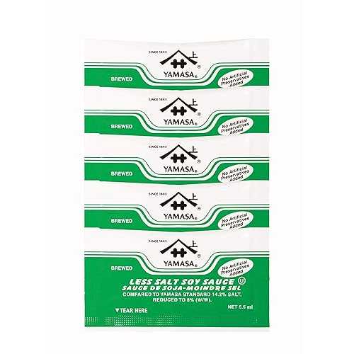 Yamasa, Less Salt Soy Sauce, Full Flavor Japanese Brewed Soy Sauce Packets with Reduced Sodium, 500 5.5ml Individual Portion Packs｜Glomarket