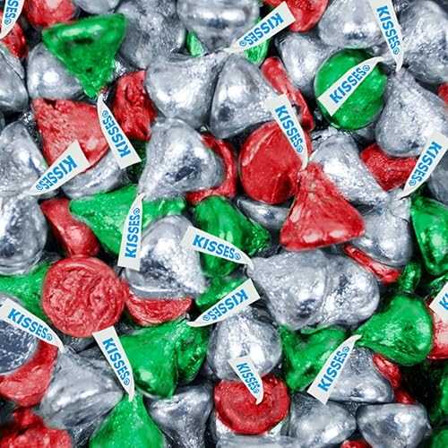 WH Candy Christmas Candy Hershey Kisses - Red, Green and Silver (3lb Bag)