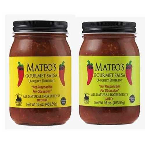 マテオス グルメ サルサ、ミディアム & マイルド 16 オンス (バラエティ パック) Mateo's Mateos Gourmet Salsa, Medium & Mild 16 oz (Variety Pack)