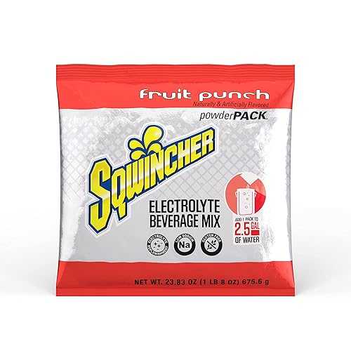 Sqwincher Powder Pack Fruit Punch Flavored Low Calorie Low Sodium Electrolyte Replenishment Hydration Drink Mix Just Add to 2.5 Gallons of Water 23.83 oz packet (pack of 4)