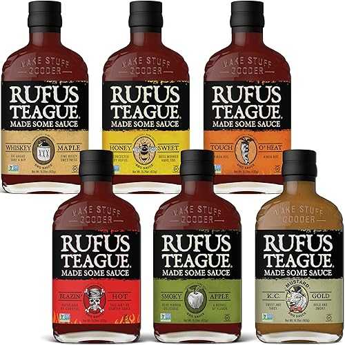 Rufus Teague Sweet BBQ Sauce Gift Set, Ultimate Variety Pack for Grilling and Marinating, 6 Flavor Collection, Ideal BBQ Gifts for Men Who Love Grilling