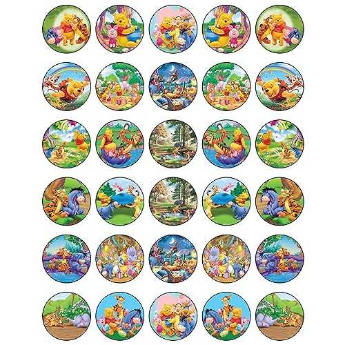 NATURAL BEHAVIOUR 30 x Edible Cupcake Toppers Themed of Honey Bear and Friends Collection of Edible Cake Decorations | Uncut Edible on Wafer Sheet