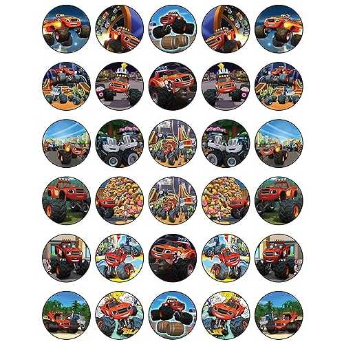 NATURAL BEHAVIOUR 30 x Edible Cupcake Toppers ? Red Monster Truck Inspired Collection of Edible Cake Decorations | Uncut Edible on Wafer Sheet