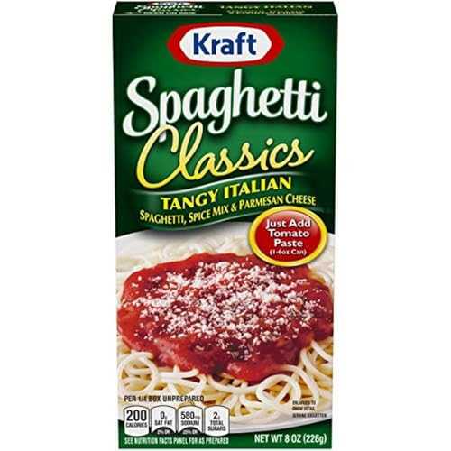 クラフト スパゲッティ クラシック、ピリッとしたイタリアン スパゲッティ スパイス ミックス & パルメザン チーズ、8 オンス ボックス (24 個パック) Kraft Spaghetti Classics, Tangy Italian Spaghetti Spice Mix & Parmesan Cheese, 8-Oun