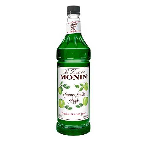 Monin - グラニースミス アップルシロップ、カクテルやレモネードに最適、グルテンフリー、非遺伝子組み換え (1 リットル) Monin - Granny Smith Apple Syrup, Great for Cocktails and Lemonades, Gluten-Free, Non-GMO (1 Liter)