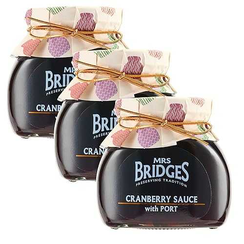 Mrs Bridges Cranberry Sauce with Port, Made in Scotland, 8oz Jar (Pack of 3) 8,267円