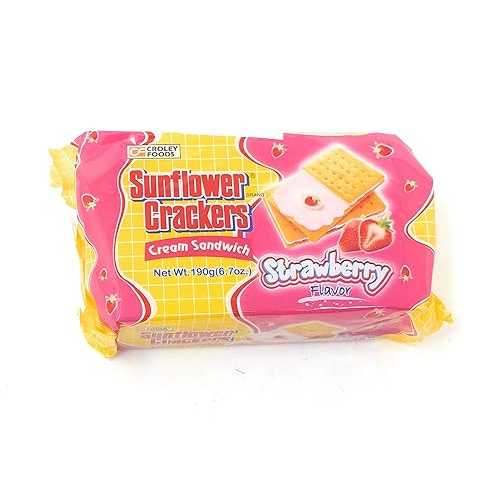 Croley Foods ひまわりクラッカー クリームサンド、ストロベリー味、7個パック、6.7オンス (190g) Croley Foods Sunflower Crackers Cream Sandwich, Strawberry Flavor, 7-Pack, 6.7 oz (190g)