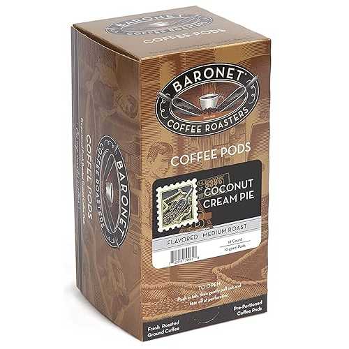 Baronet Coffee Pods [Coconut Creme-54 Pods] Flavored Single Cup Use, Like Senseo [3 Boxes of 18 Single Serve 10 Gram] Regular Strength, Medium Roast [Coconut Creme]