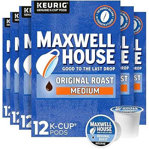 Maxwell House オリジナル ロースト ミディアム ロースト K カップ コーヒー ポッド (72 カラット パック、12 ポッド入り 6 箱) Maxwell House Original Roast Medium Roast K-Cup Coffee Pods (72 ct Pack, 6 Boxes of 12 Pods)