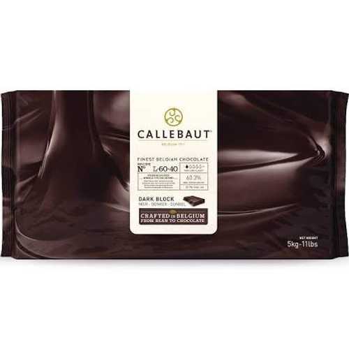 Callebaut L-60-40 ベルギー ダークチョコレート ベーキング ブロック 60.6%、1 ブロック / 11 ポンド Callebaut L-60-40 Belgian Dark Chocolate Baking Block 60.6%, 1 Block / 11 pounds