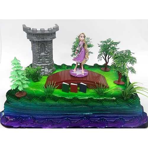 塔の上のラプンツェルと装飾テーマのアクセサリーをフィーチャーした塔の上のラプンツェル プリンセス 12 ピース バースデー ケーキ トッパー セット Cake Toppers Tangled Princess 12 Piece Birthday Cake Topper Set Featuring Princess RAPUNZEL an画像