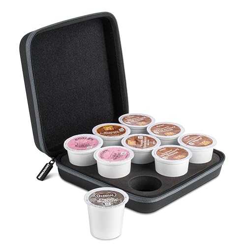 ROMAUNT コーヒーポッドホルダー Kカップ対応 ポータブルキャンプコーヒーメーカー用アクセサリー 保護トラベルキャリングケース シングルサーブ手動マシンブルーワー 9カウント収納 ROMAUNT Coffee Pods Holder Compatible For K-Cup, Accessory For Porta