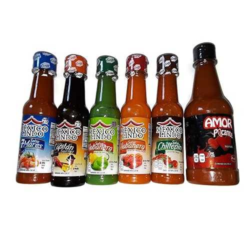 カスティージョ サルサス メキシコ リンド アモール ホットソースのセット - 6 品目 Set of Castillo Salsas Mexico Lindo with Amor Hot Sauce - 6 Items