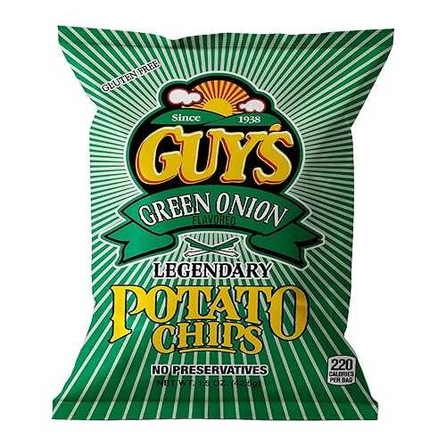 GUY'S Guys Green Onion Potato Chips ? Healthy & Salty Snacks w/Legendary Taste ? Natural Potato Snack Chips ? Pantry Essentials for Lunch, Snacking, or On-the-Go Munching (1.5 oz Bag, Pack of 24)