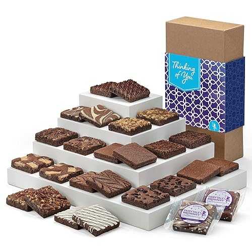 Fairytale Brownies Thinking of You Double Dozen Individually Wrapped Gourmet Chocolate Food Gift Basket for Sympathy Good Luck or All-Occasion - 3 Inch Square Full-Size Brownies - 24 Pieces - Item LT124