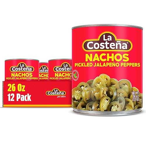 La Coste・・a Sliced Nacho Jalapeno Peppers - Pickled Jalapenos - Jalapeno Pepper - Hot Peppers - Mexican Food, Guacamole, Spicy Nacho & Taco Toppings, Enchiladas & Salsa - 26oz, 12 Pack Canned Jalapenos