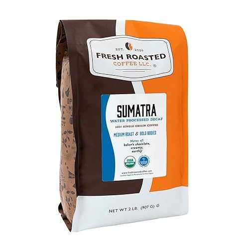 Fresh Roasted Coffee, Organic Sumatra Water-Processed Decaf | 100% Single Origin, USDA Organic, Kosher | Medium Roast 2 lb (32 oz) Whole Bean