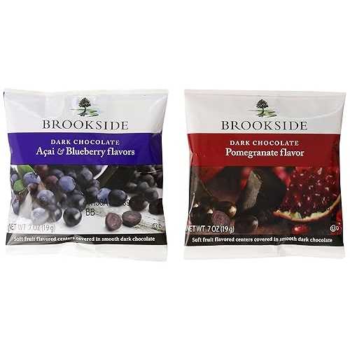BROOKSIDE ダークチョコレートキャンディ 2 つのフレーバースナックパック、ザクロフレーバーとアサイー & ブルーベリーフレーバー、0.7 オンスパッケージ (30 個) BROOKSIDE Dark Chocolate Candy Two Flavor Snack Pack, Pomegranate Flavor and A