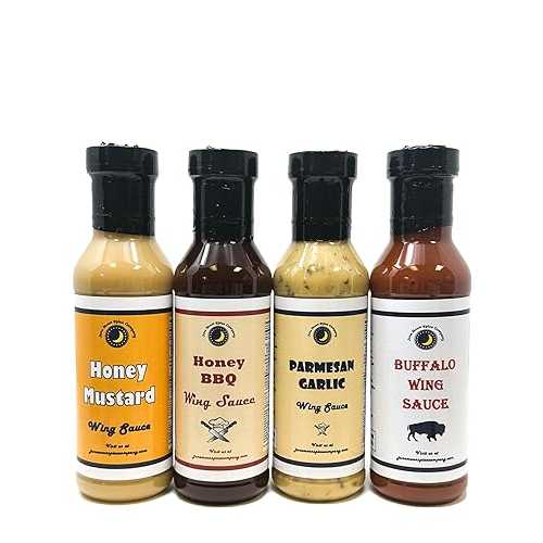 June Moon Spice Company Premium | CHICKEN WING SAUCE | Variety 4 Pack | Buffalo Wing Sauce | Honey Mustard Wing Sauce | Parmesan Garlic Wing Sauce | Honey BBQ Wing Sauce