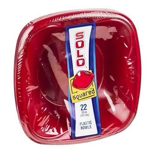 Solo プラスチック ボウル 20 オンス/22 カラット ミックス レッド & ブルー (12 個パック) Solo Plastic Bowl 20 oz/22 ct Mixed Red & Blue (Pack of 12)
