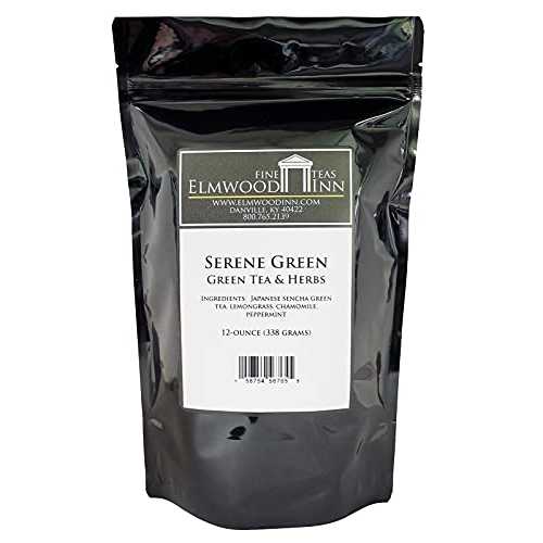 Elmwood Inn Fine Teas, Serene Green Tea Blend, 12-Ounce Pouches