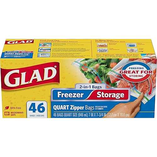 Glad Zipper Food Storage and Freezer 2 インチ 1 Plastic Bags - Quart - 46 Count その他-キッチン用品・食器・調理器具