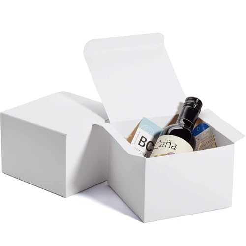 MESHA 100PC White Gift Boxes with Lids for Presents 6x6x4 Inch,Sturdy Bridesmaid Proposal Small Gift Box,Recyclable Paper Party Favor Gift Boxes Bulk for Wedding,Graduation,Birthday
