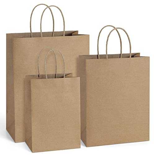 BagDream 75PCS Kraft Paper Bags 5x3x8, 8x4.25x10, 10x5x13 Gift Bags with Handles Bulk for Shopping, Retail, Merchandise, Recyclable Undecorated, Multi-Use Paper Sack 袋-紙袋・手提げ袋