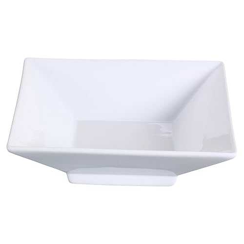 Yanco LK-408 8.5\" Square Bowl with Foot, 28 oz Capacity, Porcelain, Bone White, Pack of 12