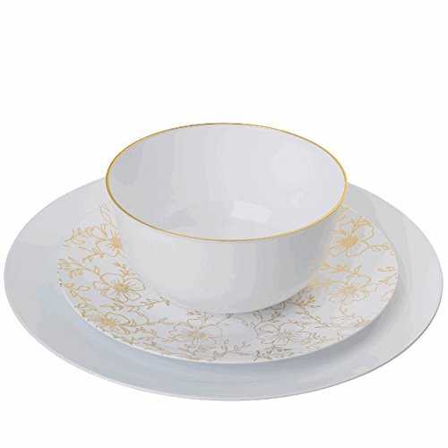 Trendables 40-Pack Combo Premium Disposable Plastic Plates, Food Grade Hard Plastic Dinner & Salad/Dessert Plates - Versa Design, Modern Style, Injection Molded, Perfect for Meals, Salad, Desserts