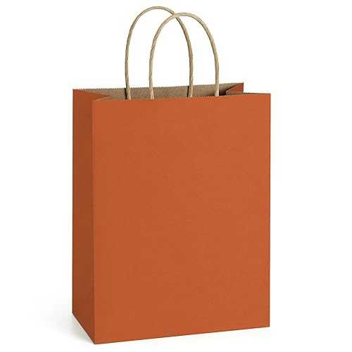 BagDream Gift Bags 8x4.25x10.5 IN 100Ct Kraft Paper Gift Bags with Handles Bulk, Halloween Party Favor Retail Shopping Craft Bags (Orange)｜Glomarket