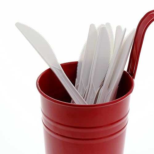 AmerCare 中重量の包装されていない使い捨て白ナイフ、1000 個のケース AmerCare Medium Weight Unwrapped and Disposable White Knives, Case of 1000