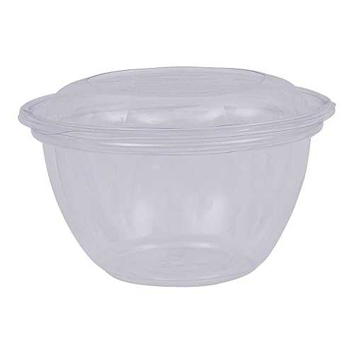 ECO PRODUCTS Compostable Clear PLA Plastic 18oz Salad Bowl With Lid, Case of 150, Grab 'n' Go Round Cold Takeout Food Containers, Renewable Plant-Based, Disposable, ASTM Compliant, BPI-Certified|Glomarket